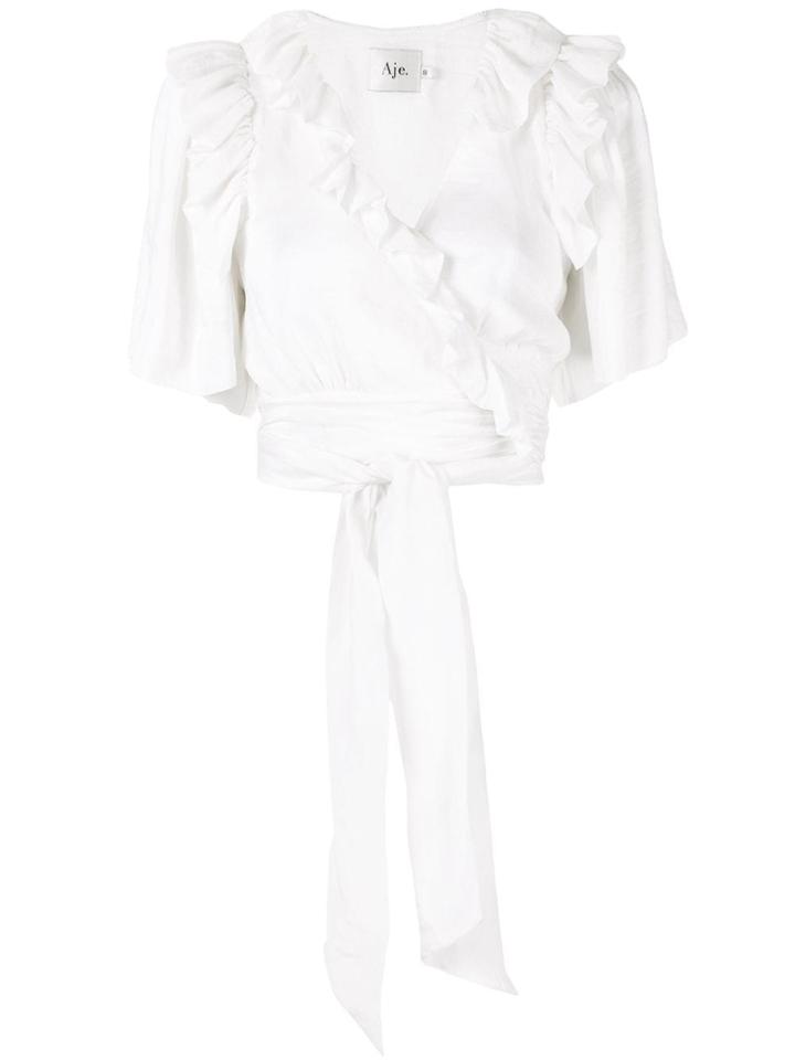 Aje Ruffled Cropped Blouse - White