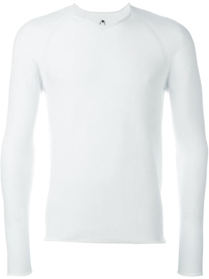 Label Under Construction V-neck Jumper, Men's, Size: 52, White, Cotton