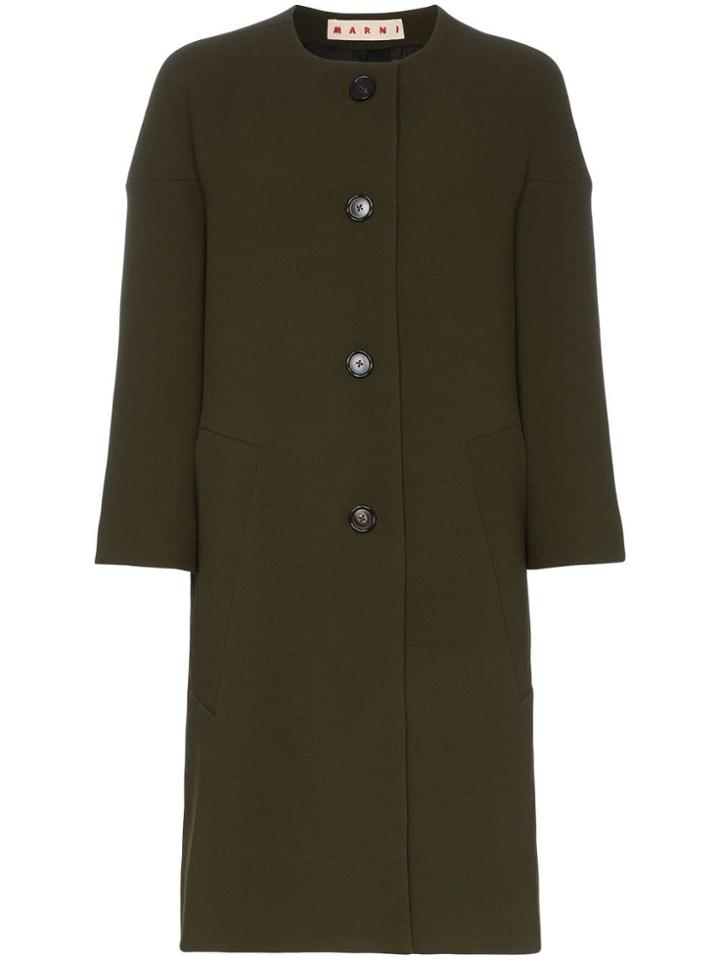 Marni Cocoon Single-breasted Wool Coat - Green