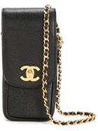 Chanel Vintage Cc Chain Shoulder Phone Case, Women's, Black