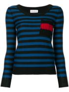 Sonia Rykiel Striped Patch Pocket Sweater - Blue