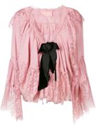 Amuse Ruffled Lace Blouse - Pink
