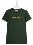 Alberta Ferretti Kids Teen Embroidered Logo T-shirt - Green