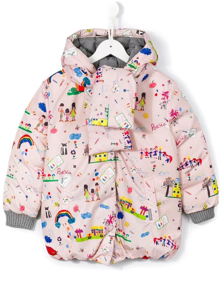 Dolce & Gabbana Kids 'back To School' Padded Coat, Girl's, Size: 8 Yrs, Pink/purple