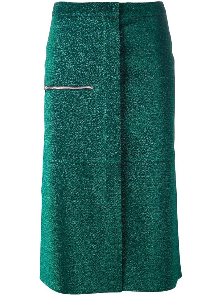 Golden Goose Deluxe Brand Glitter Midi Skirt, Women's, Size: Small, Green, Polyester/polyurethane/cotton