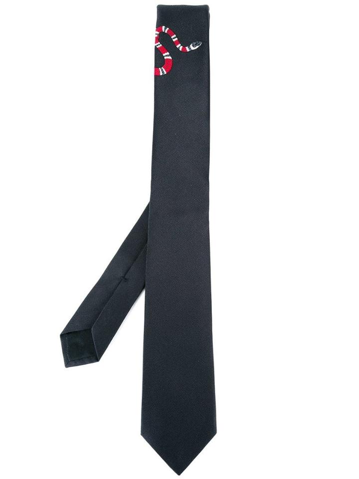 Gucci Snake Print Tie - Black