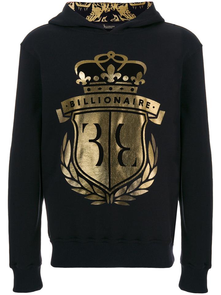 Billionaire Logo Printed Hoodie - Black