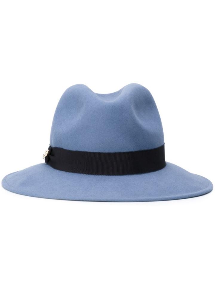 Dsquared2 Strap Detail Fedora, Women's, Size: Small, Blue, Rabbit Fur/cotton/viscose