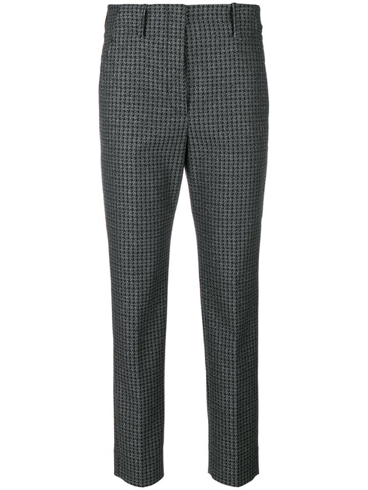 Incotex Metallic Dogtooth Capri Trousers - Grey
