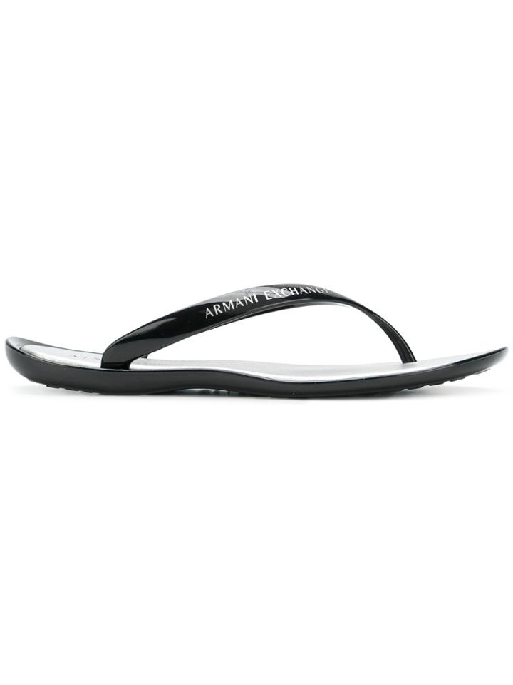 Armani Exchange Thong Flip Flops - Black