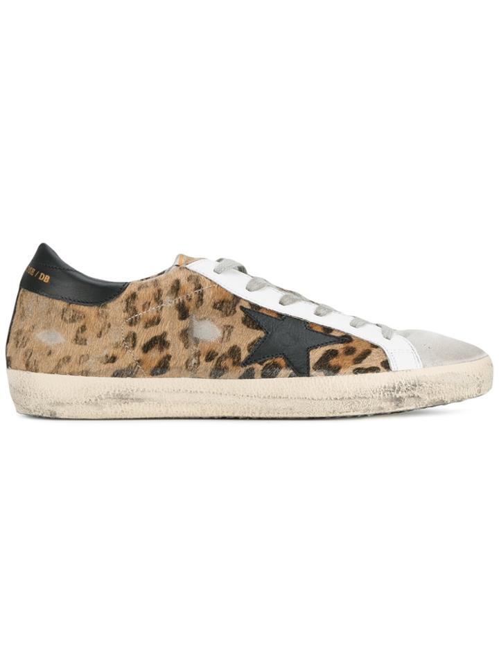 Golden Goose Deluxe Brand Distressed Leopard Print Superstar Sneakers