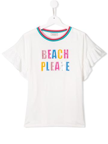 Pinko Kids 'beach Please' Printed T-shirt - White