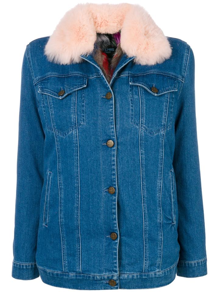 Mr & Mrs Italy Fur Trim Denim Jacket - Blue