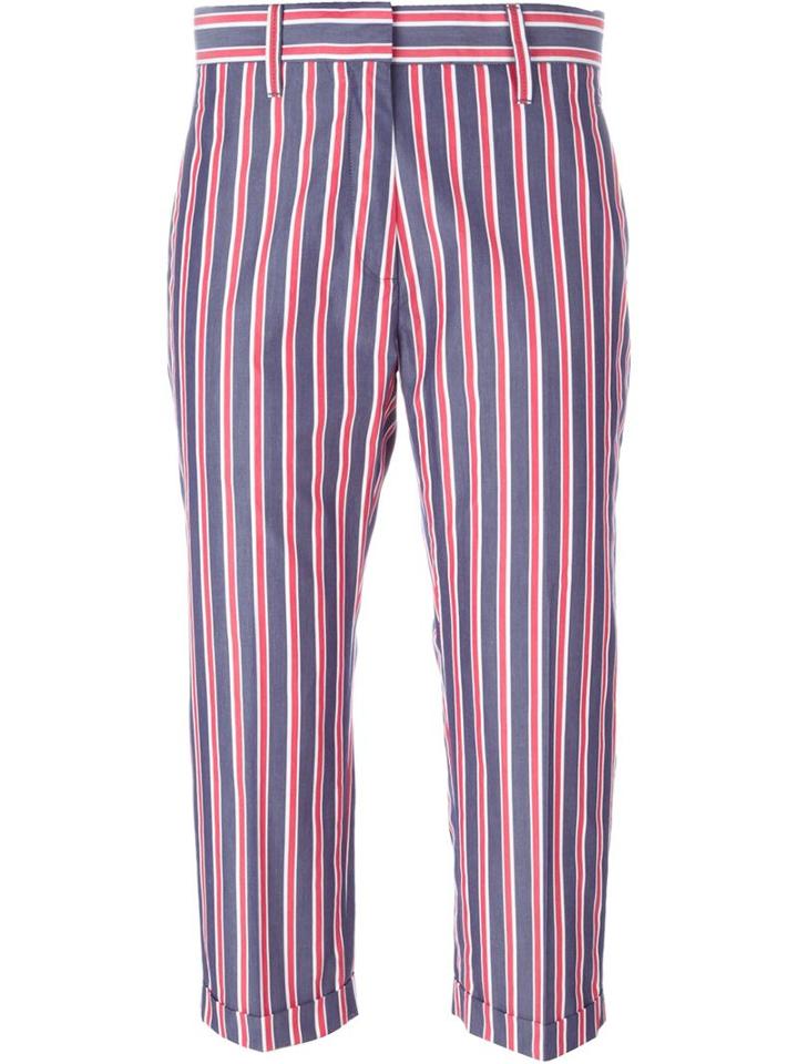 Alberto Biani Striped Trousers, Women's, Size: 38, Blue, Cotton