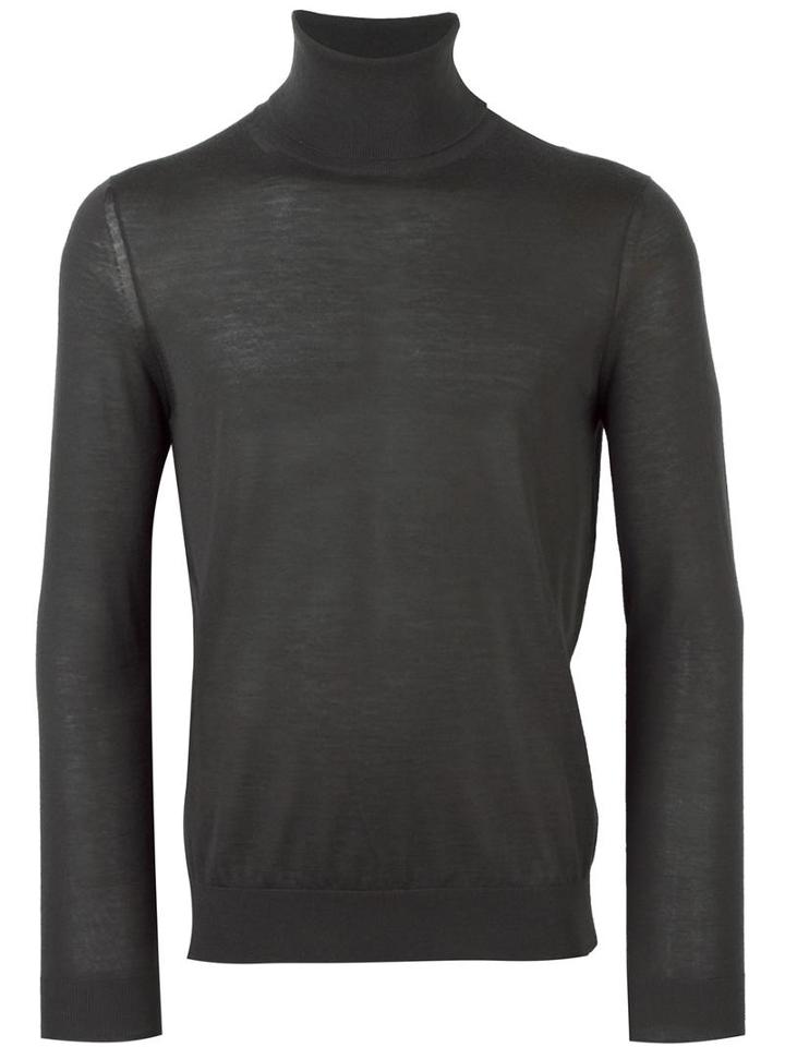 Pal Zileri Roll Neck Jumper, Men's, Size: 56, Grey, Cashmere