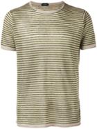 Zanone Knitted Striped T-shirt, Men's, Size: Xl, Green, Linen/flax