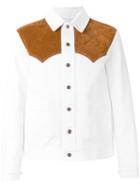 Umit Benan Western Shirt Jacket, Men's, Size: 50, White, Cotton/leather