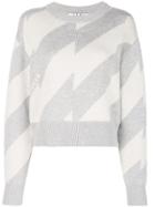 Proenza Schouler Pswl Broken Stripe Jacquard Crewneck Sweater - White