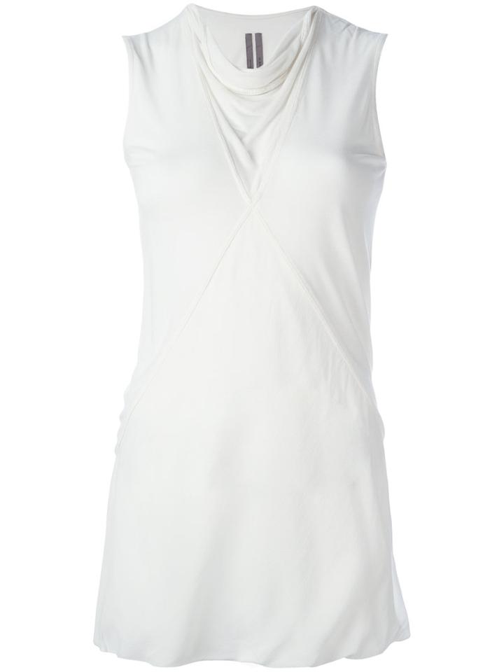 Rick Owens Draped Collar Tank Top, Size: 40, White, Viscose/silk
