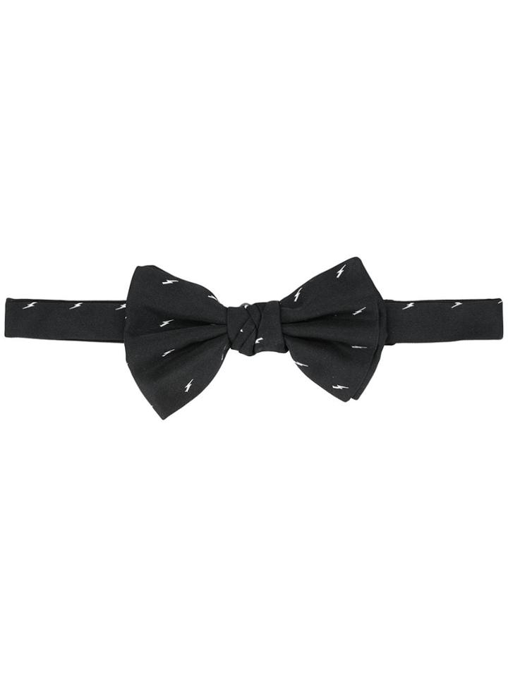 Neil Barrett Bolt Embroidered Bow Tie - Black