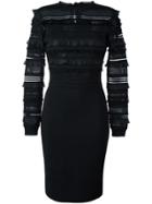 Oscar De La Renta Fitted Ruffle Trim Dress - Black