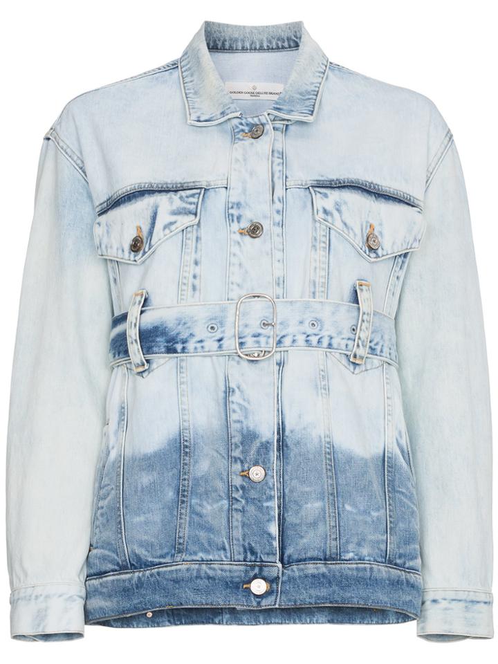 Golden Goose Deluxe Brand Faded Denim Jacket With Belt - Blue