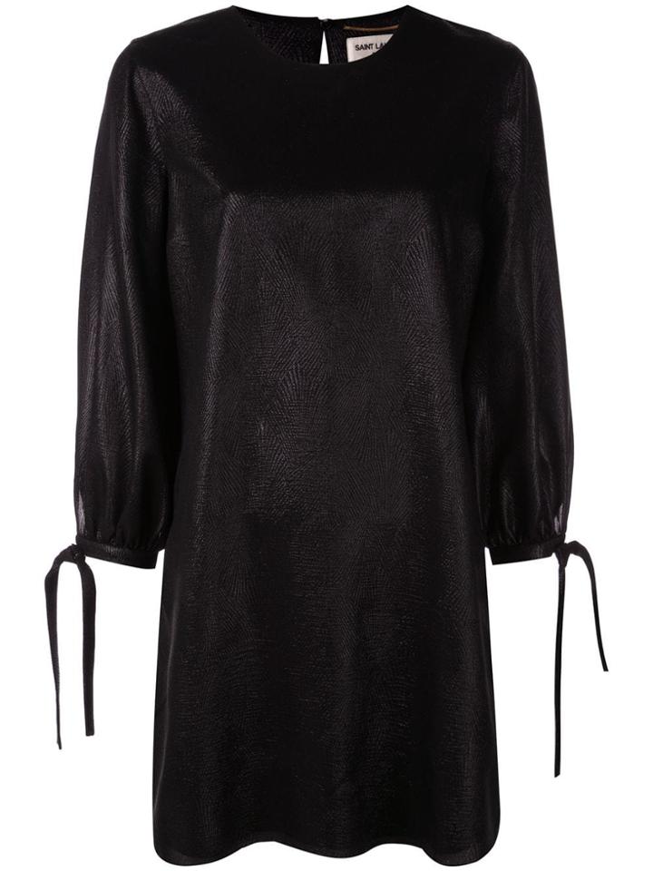 Saint Laurent Tie Sleeve Shift Dress - Black