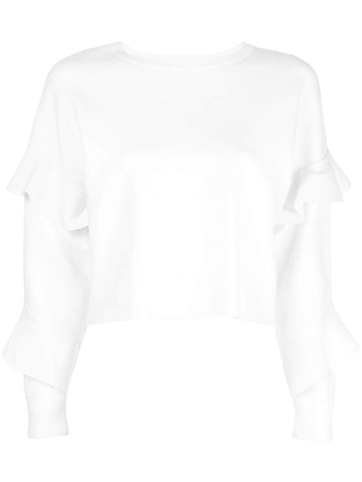 Alice+olivia Nettie Ruffle Sleeve Jumper - White