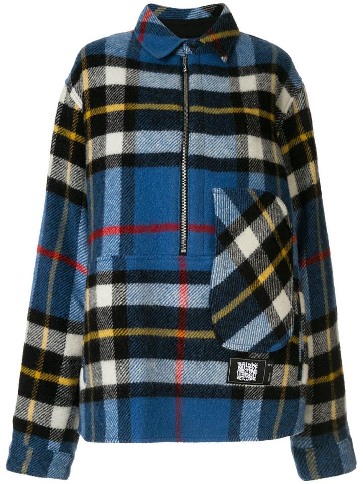 We11done Oversized Tartan Jacket - Black