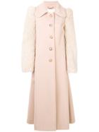 Chloé Shearling Sleeved Coat - Nude & Neutrals