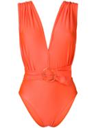 Jean Louis Scherrer Vintage 80's Belted Swimsuit - Yellow & Orange