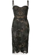 Marchesa Notte Floral Dress, Women's, Size: 16, Black, Nylon