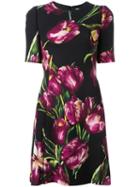 Dolce & Gabbana Tulip Print Dress, Women's, Size: 38, Black, Silk/spandex/elastane/wool