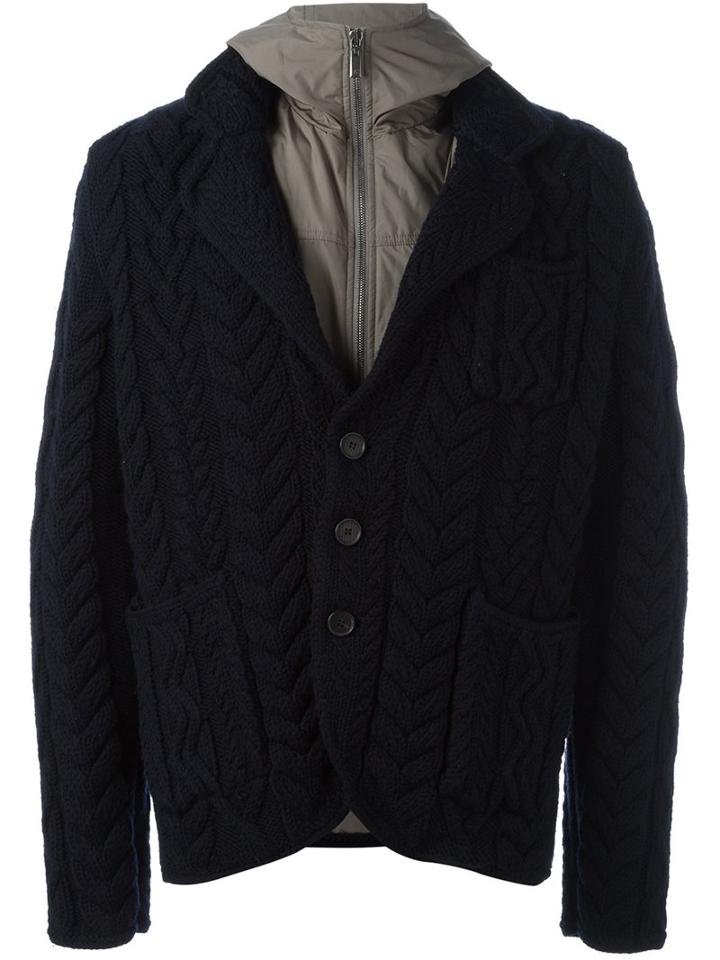 Canali Layered Cable Knit Jacket