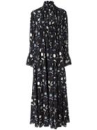 Kenzo - 'dandelion' Smocked Maxi Dress - Women - Silk/polyester - 36, Black, Silk/polyester