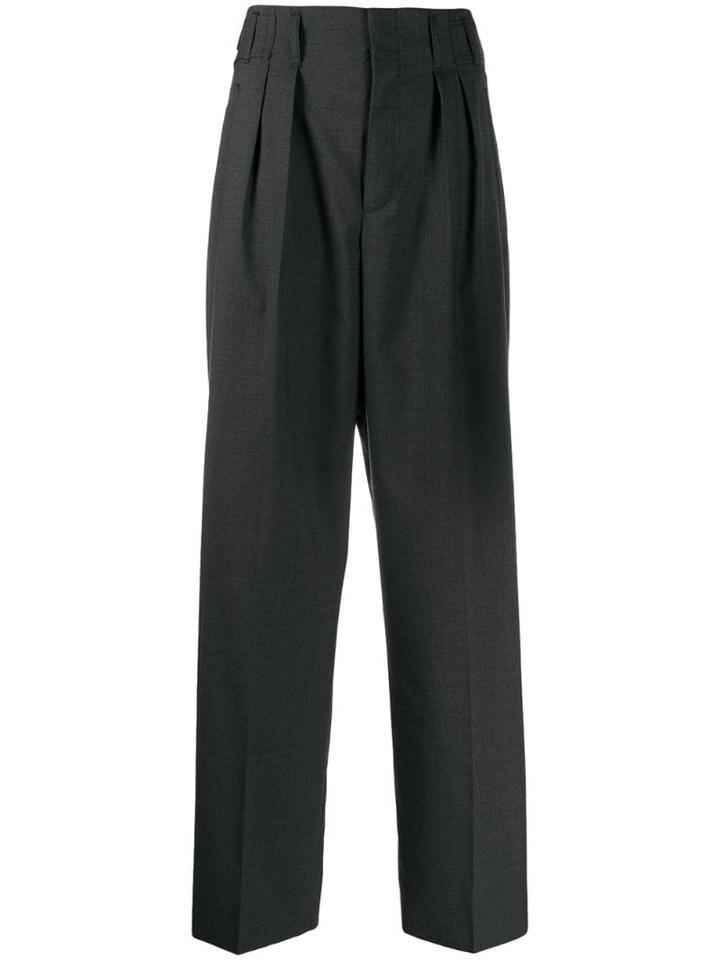 Maison Kitsuné High Waisted Pleated Trousers - Grey