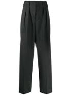 Maison Kitsuné High Waisted Pleated Trousers - Grey