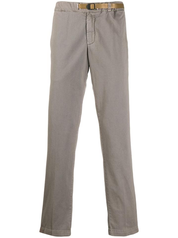 White Sand Belted Straight Leg Trousers - Grey