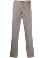 White Sand Belted Straight Leg Trousers - Grey