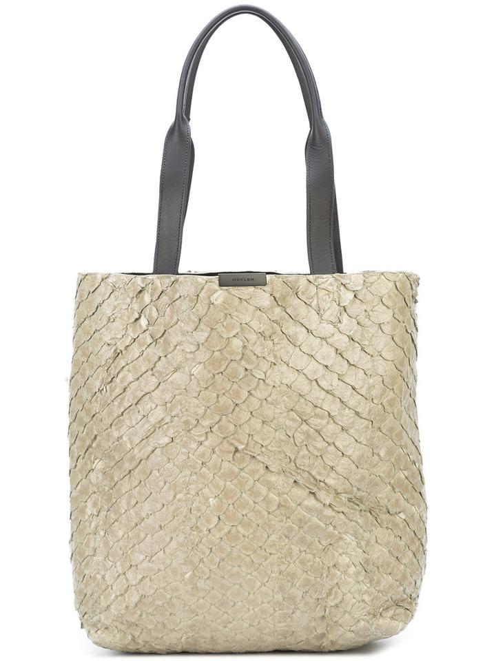 Osklen - Gravata Cabas Bag - Women - Calf Leather/pirarucu Skin - One Size, Grey, Calf Leather/pirarucu Skin