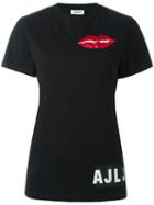 Au Jour Le Jour Lips Patch Shortsleeved Sweatshirt, Women's, Size: 42, Black, Cotton/polyester/pvc