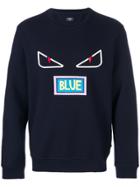 Fendi Eyes Embroidered Sweater - Blue