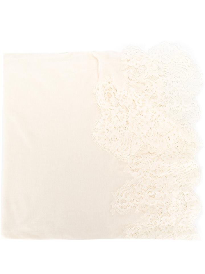Ermanno Scervino Lace Appliqué Scarf - White