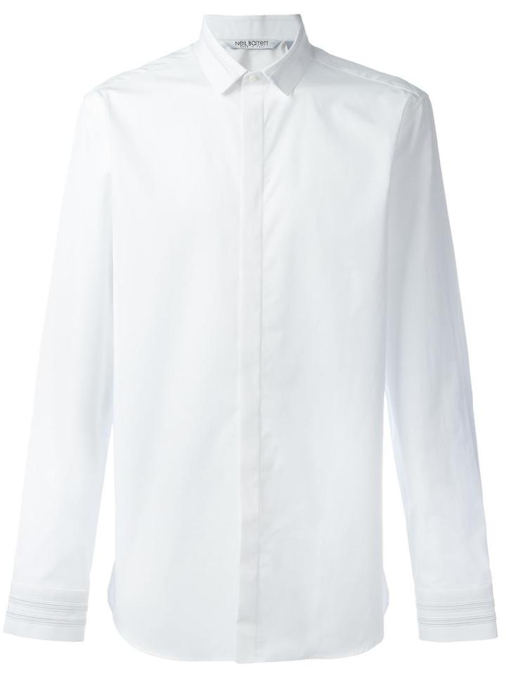 Neil Barrett Embroidered Detail Shirt, Men's, Size: 42, White, Cotton