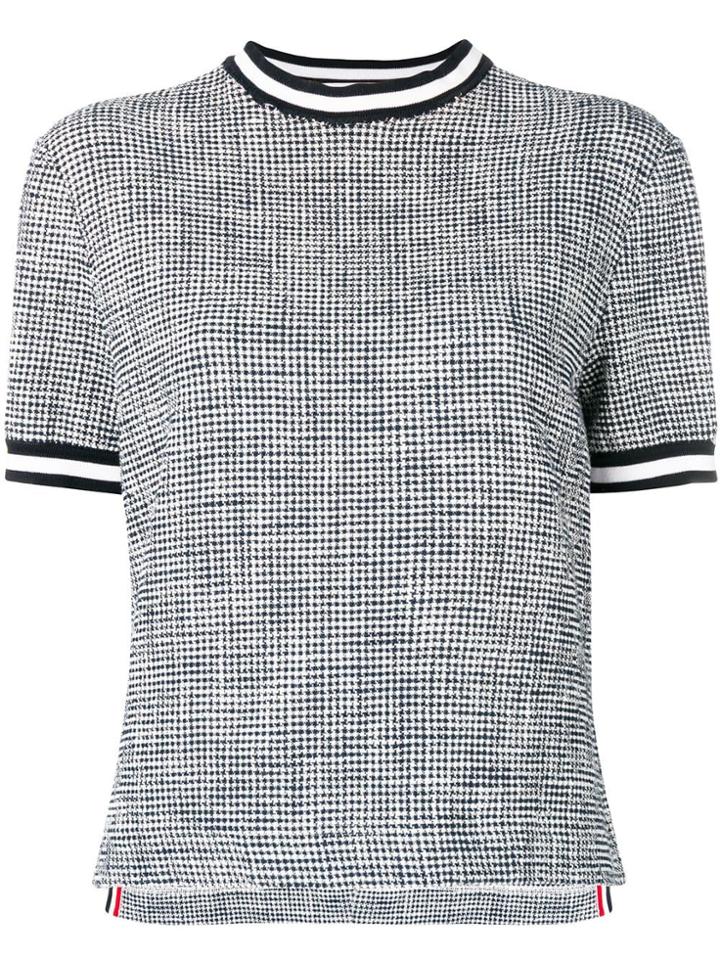 Thom Browne Textured Tweed Cuff Tee - Blue