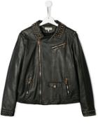 Twin-set Studded Zip Detail Biker Jacket - Black