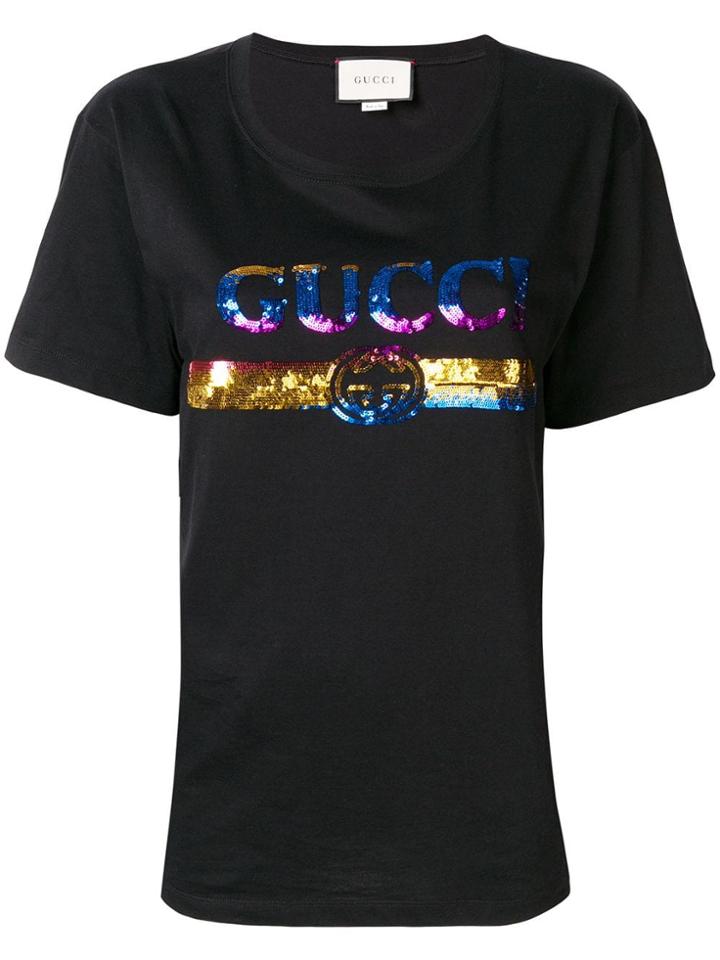 Gucci Sequinned Logo T-shirt - Black