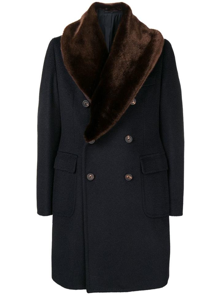 Tagliatore Double-breasted Trim Coat - Blue