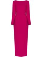 Rebecca De Ravenel Fitted Crepe Long Dress - Pink