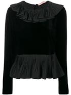 Twin-set Ruffled Collar Silk Blouse - Black